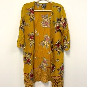 Angie duster / cover up yellow floral size large